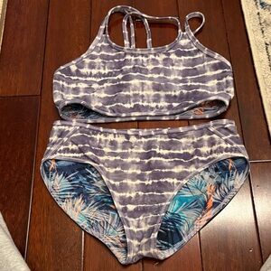 Athleta Girls Purple Tie-Dye Two-Piece Swim Set